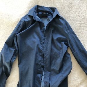 Blue Dress Shirt with Micro Dot